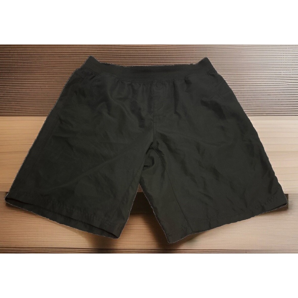 Prana Breathe Mojo Performance Mens L Shorts Elastic Waist Pocket Mid Rise Black